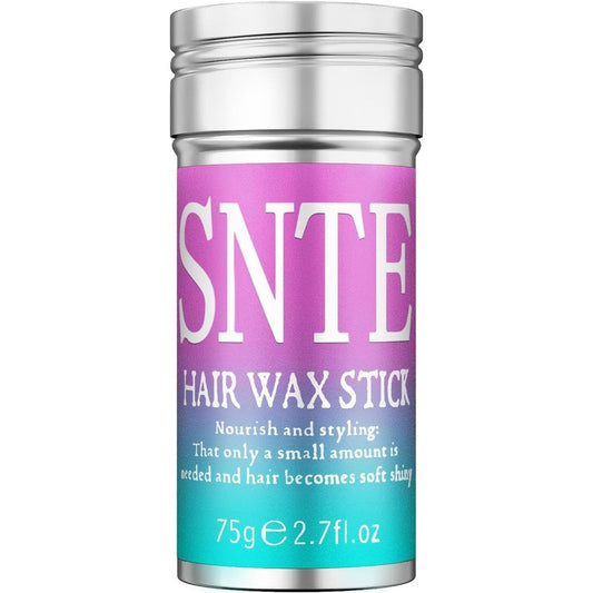 Samnyte Hair Wax Stick by BabyFaceDiary front view showcasing the purple-to-blue gradient label for flyaway control.