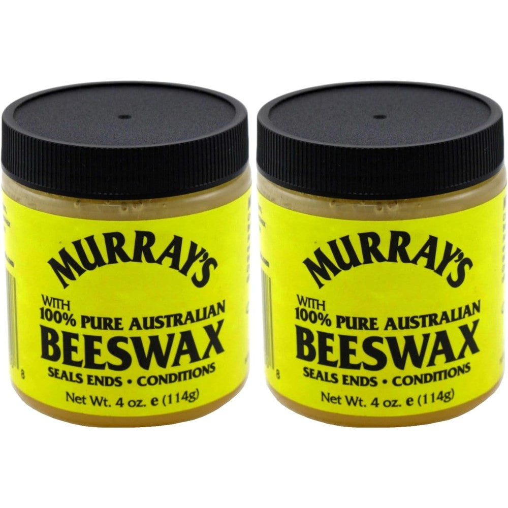 Murray's 100% Pure Australian Beeswax 4 Ounce twin pack front view showcasing authentic styling wax jars.