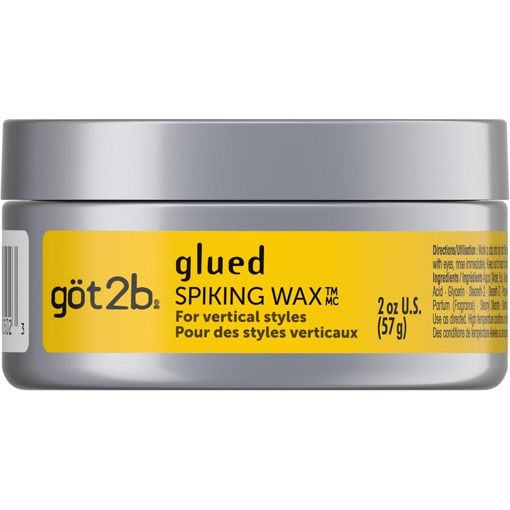 Schwarzkopf Got2b Glued Spiking Hair Wax 2 Ounce tub front view for extreme hair styling