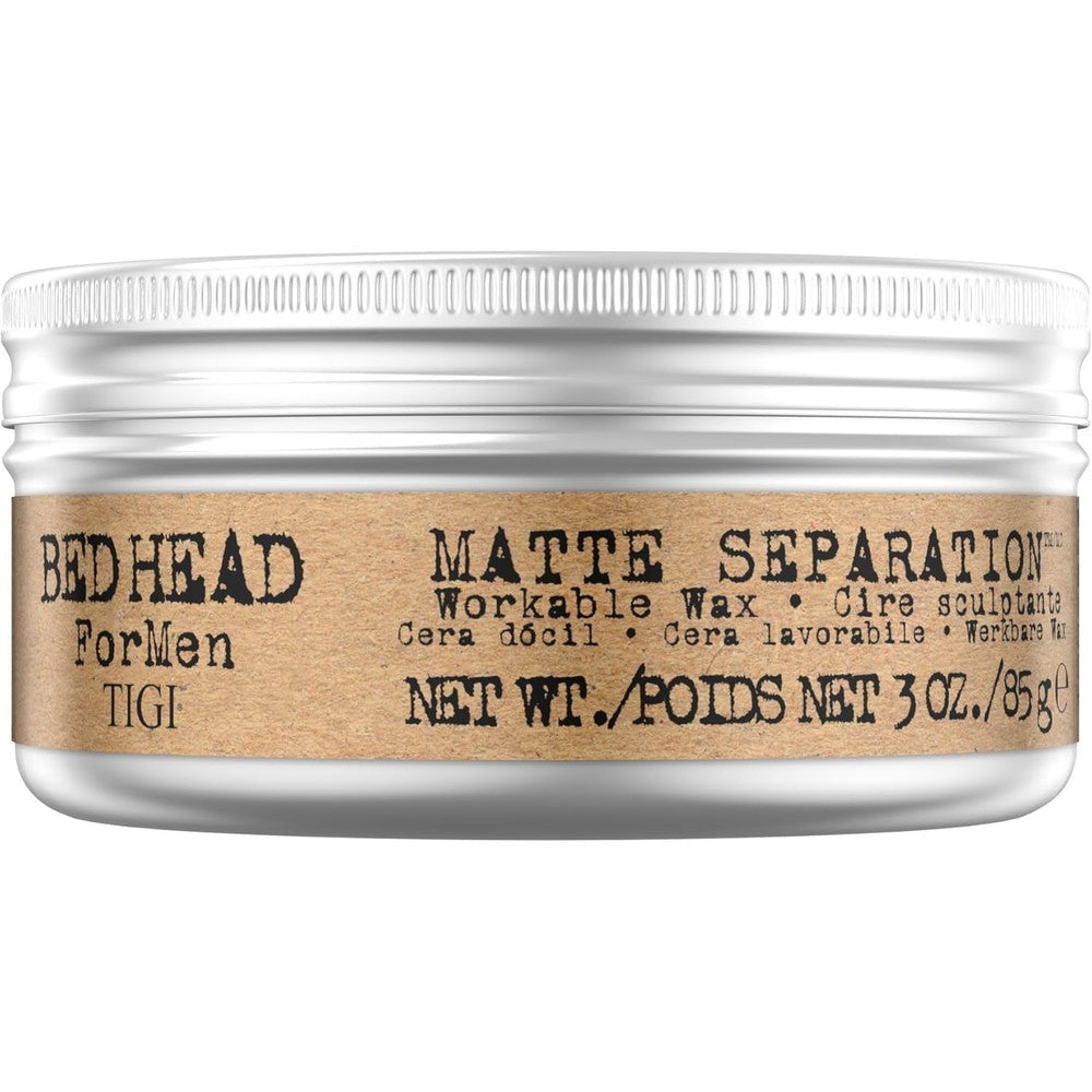 TIGI Bed Head For Men Matte Separation Workable Wax front view 3 Ounce container