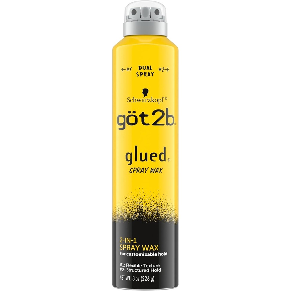 Got2b Glued Spray Wax eight ounce bottle front view highlighting the dual spray nozzle text