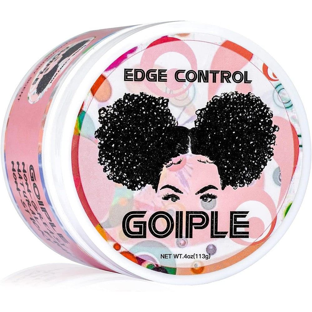 Goiple Edge Control Wax front view of the 4 ounce pink container with afro graphic lid