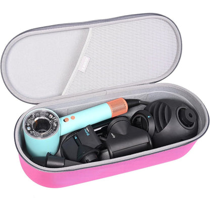 RLSOCO carrying case for Dyson Supersonic Nural hair dryer front view showing pink hard shell exterior