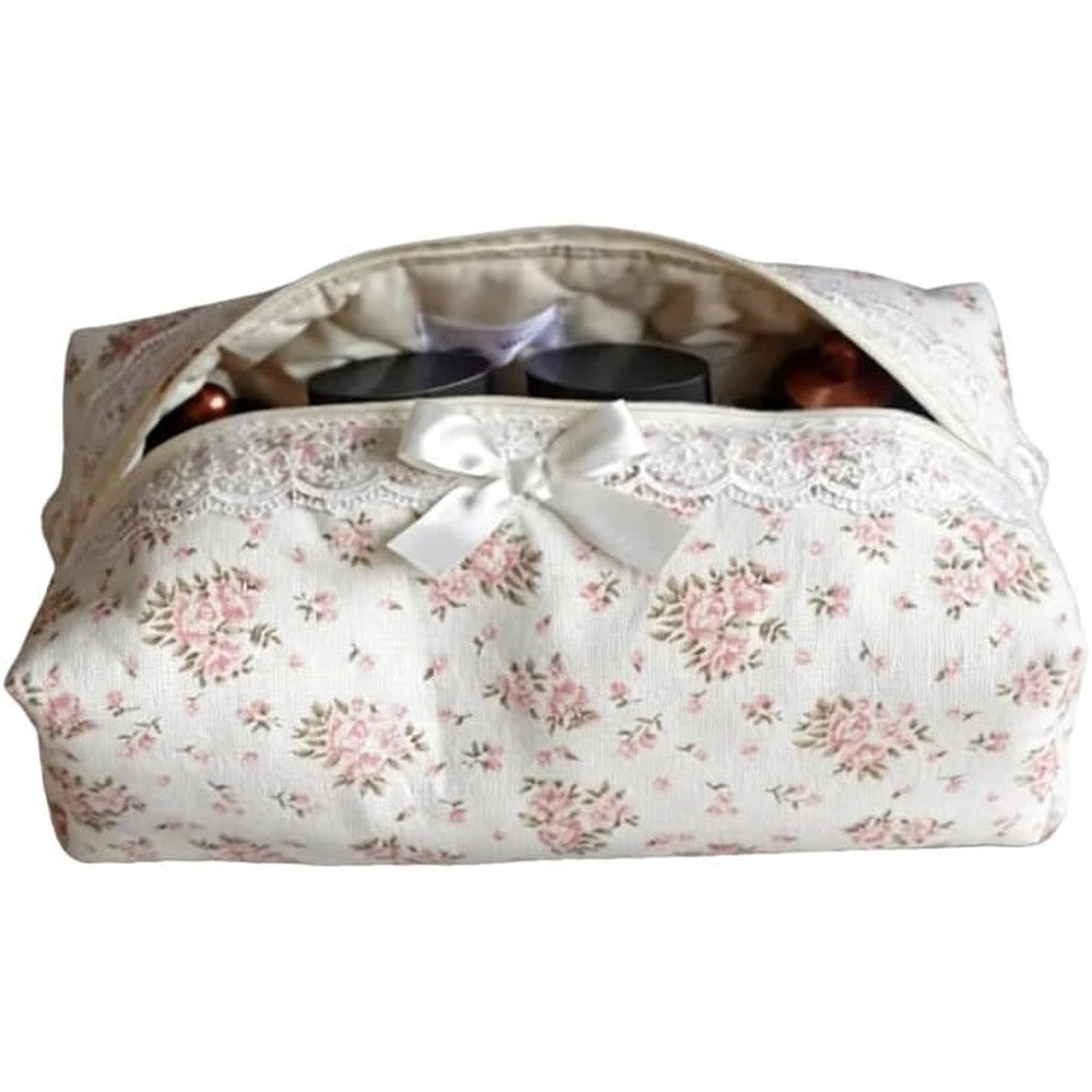 Cohawk hair tools travel bag in white floral print front view showing magnetic closure.