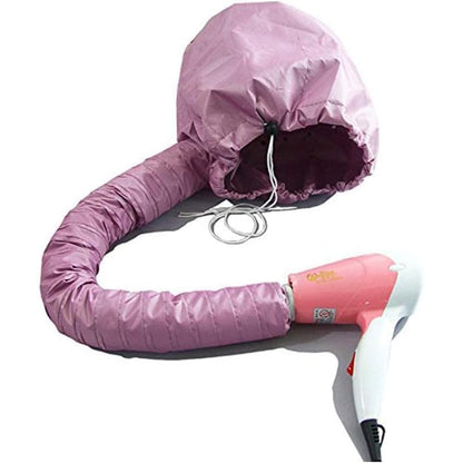 Ai Hang bonnet hair dryer attachment front view showing inflated silver hood cap and connected hose