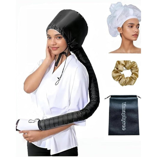 YLMAPHYREE hair dryer bonnet attachment front view connected to a blow dryer nozzle