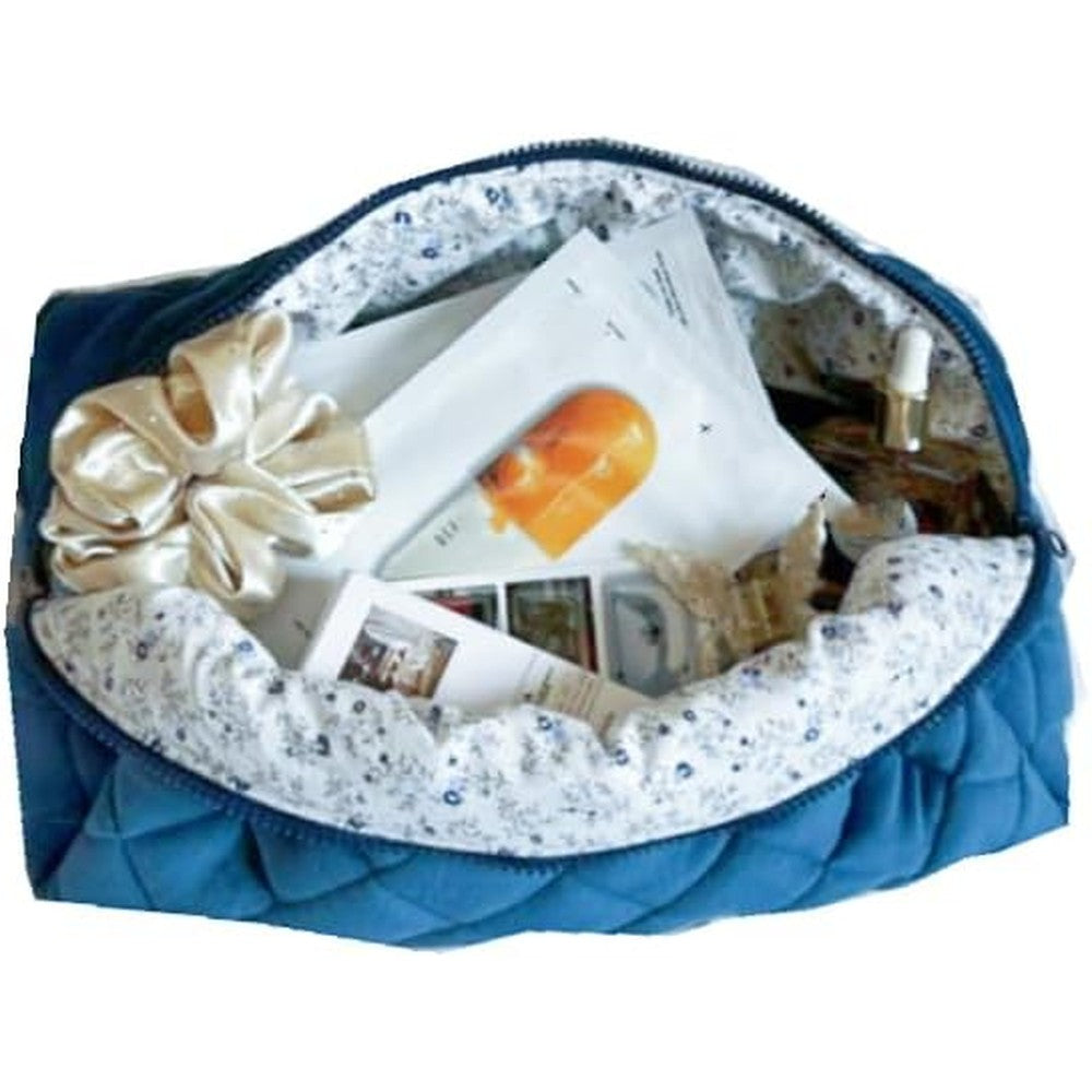 Ankick travel case hair tools front view showing compact blue quilted exterior organizer bag