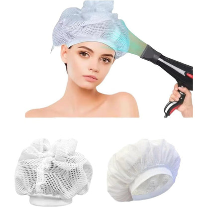 Wbfwbb net plopping cap front view showing the breathable mesh hair net design for curly hair styling