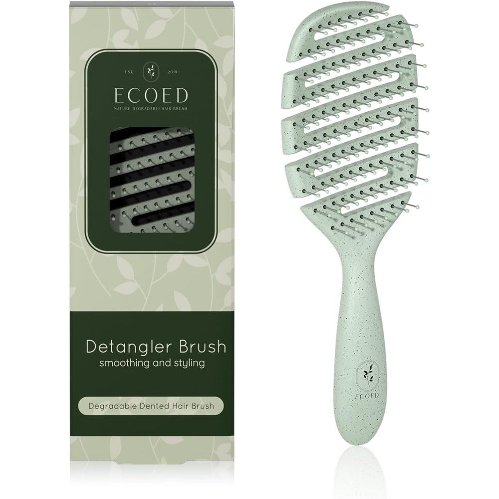Ecoed Detangler Hairbrush front view green sustainable design