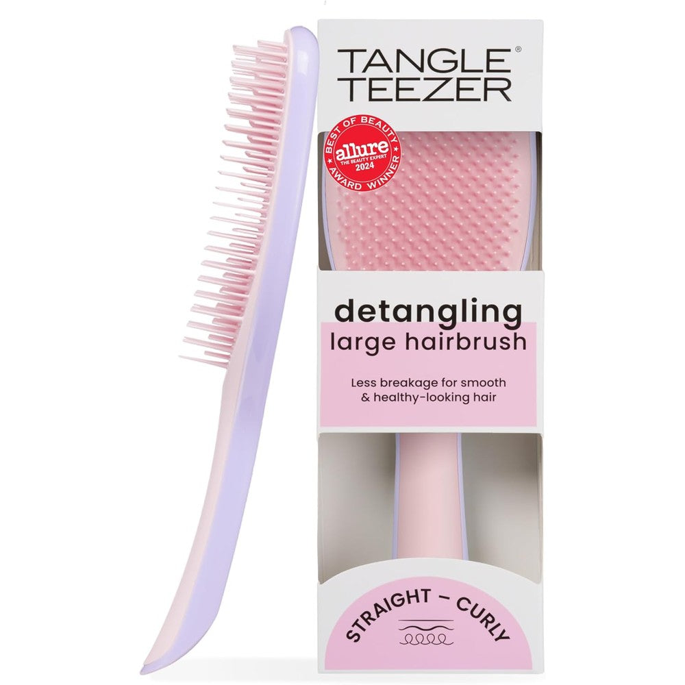 Tangle Teezer Large Wet Detangler hairbrush front view in bubblegum pink