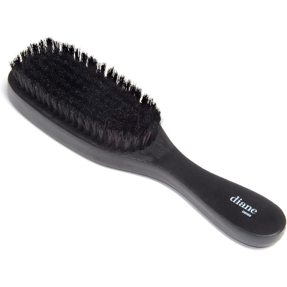 Diane 7-Row Boar Bristle Wave Brush front view showing soft natural bristles and premium dark real wood handle