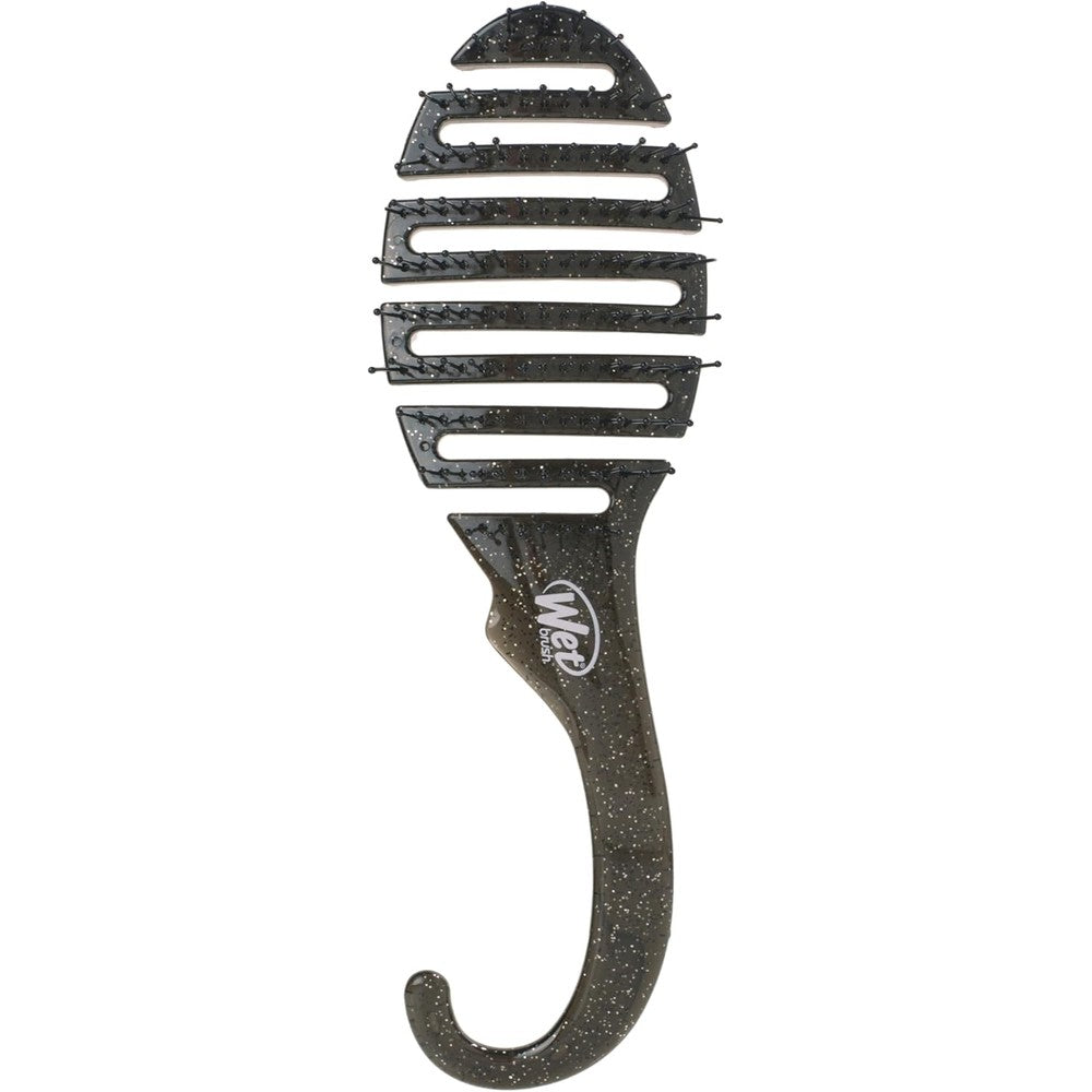 Wet Brush Shower Hair Brush Detangler Black Glitter front view