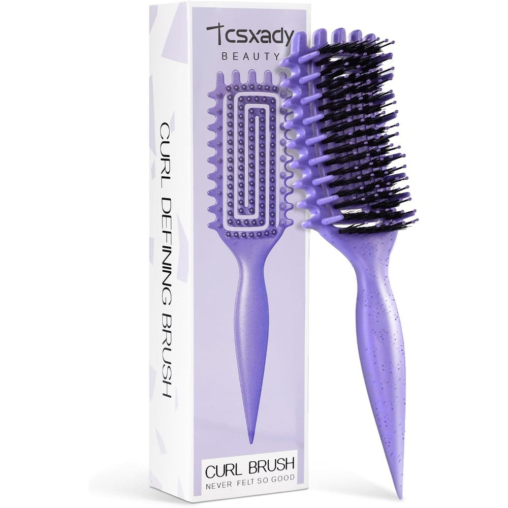 Tcsxady curly hair brush front view in purple