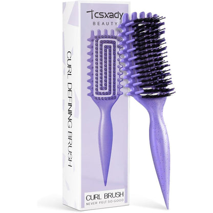 Tcsxady curly hair brush front view in purple