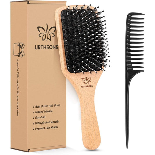 Urtheone boar bristle hair brush paddle front view