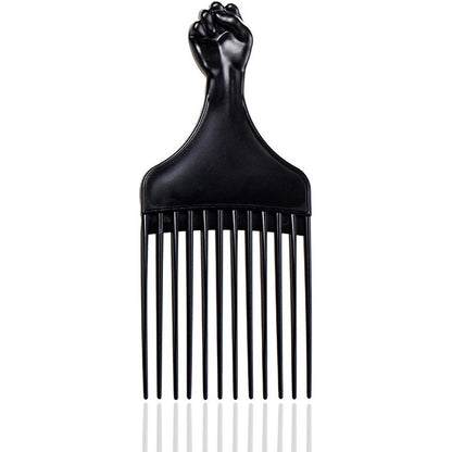 Soft 'N Style black afro hair pick front view showing the iconic fist handle design.