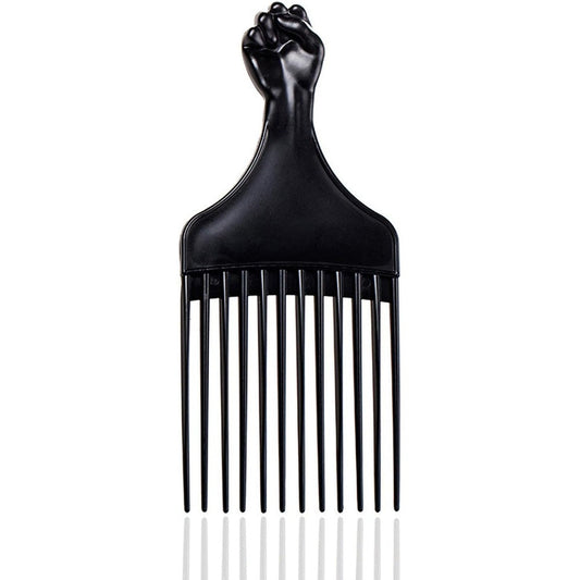 Soft 'N Style black afro hair pick front view showing the iconic fist handle design.