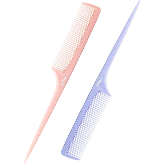 Rhos rat tail comb 2 pack set pink and purple