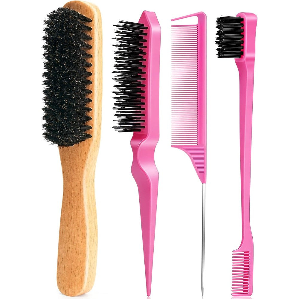 Goiple boar bristle slick back hair brush set front view