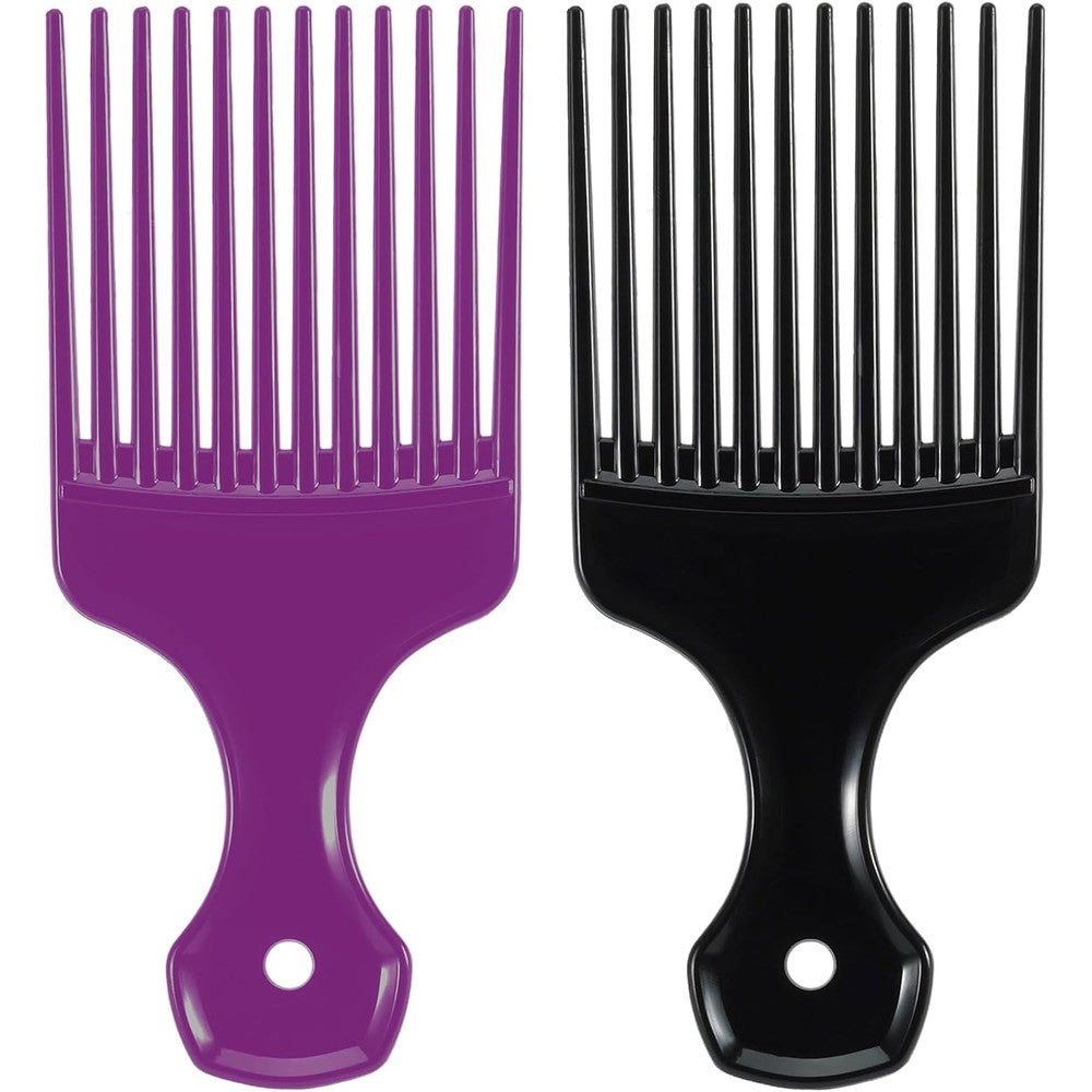 Simpor wide tooth hair pick comb purple and black set front view
