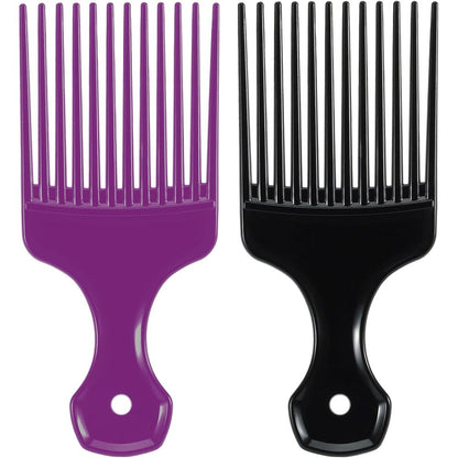 Simpor wide tooth hair pick comb purple and black set front view