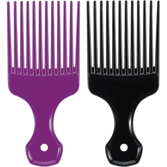Simpor wide tooth hair pick comb purple and black set front view