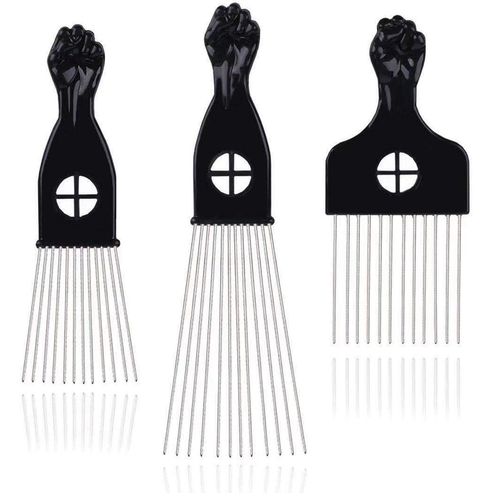 Leaduway metal afro hair pick set front view