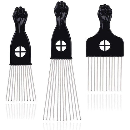 Leaduway metal afro hair pick set front view
