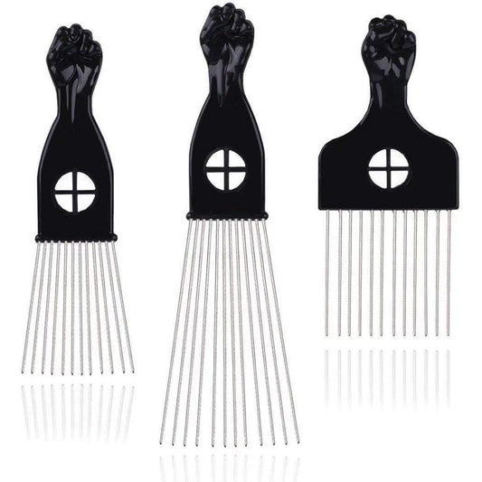 Leaduway metal afro hair pick set front view