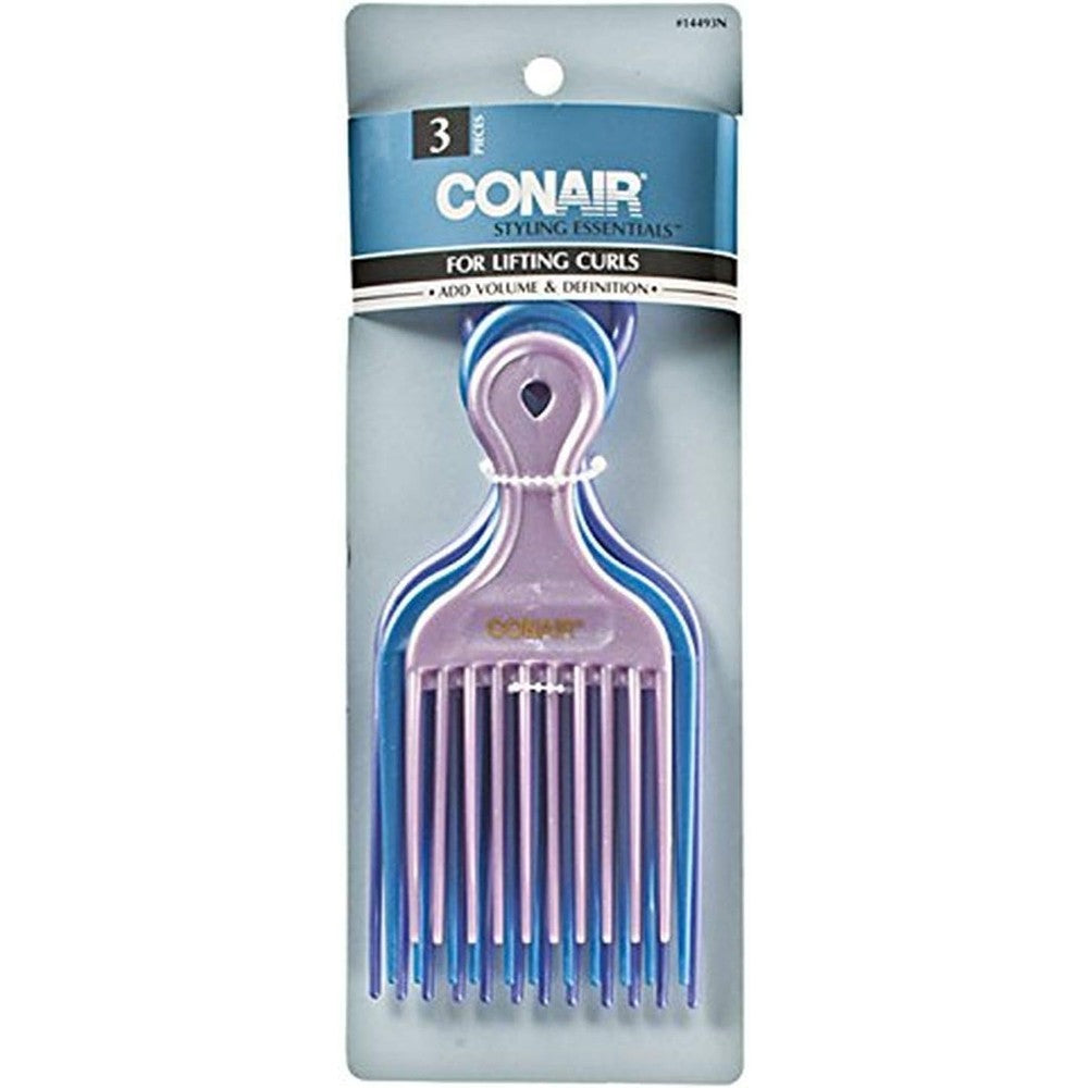 Conair Pro Styling Hair Lift Combs 3 Count front view salon quality hair picks
