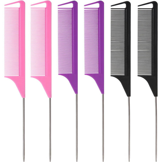 Patelai 6 Pieces Metal Rat Tail Comb set front view