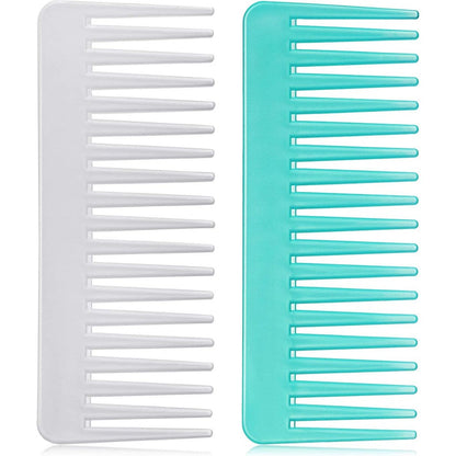 Patelai wide tooth comb set in white and cyan front view
