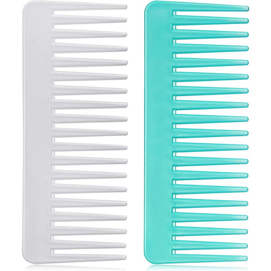 Patelai wide tooth comb set in white and cyan front view