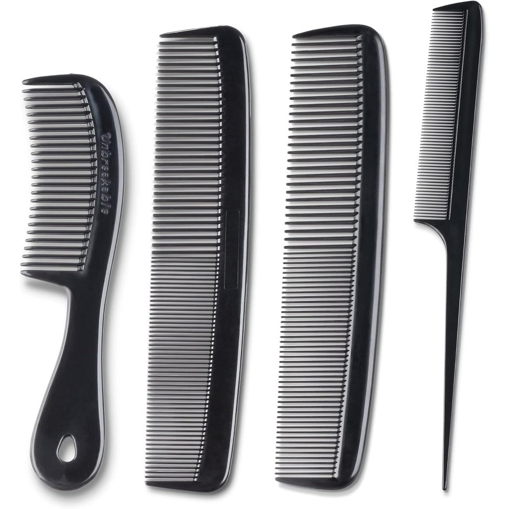 Mars Wellness 4 Piece Professional Comb Set Black front view