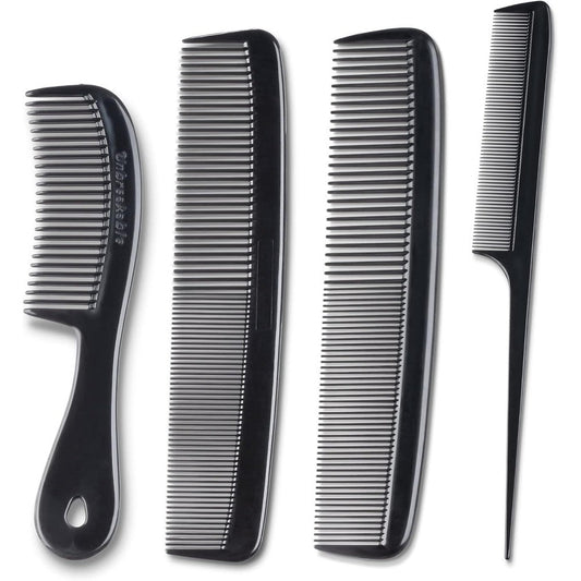 Mars Wellness 4 Piece Professional Comb Set Black front view