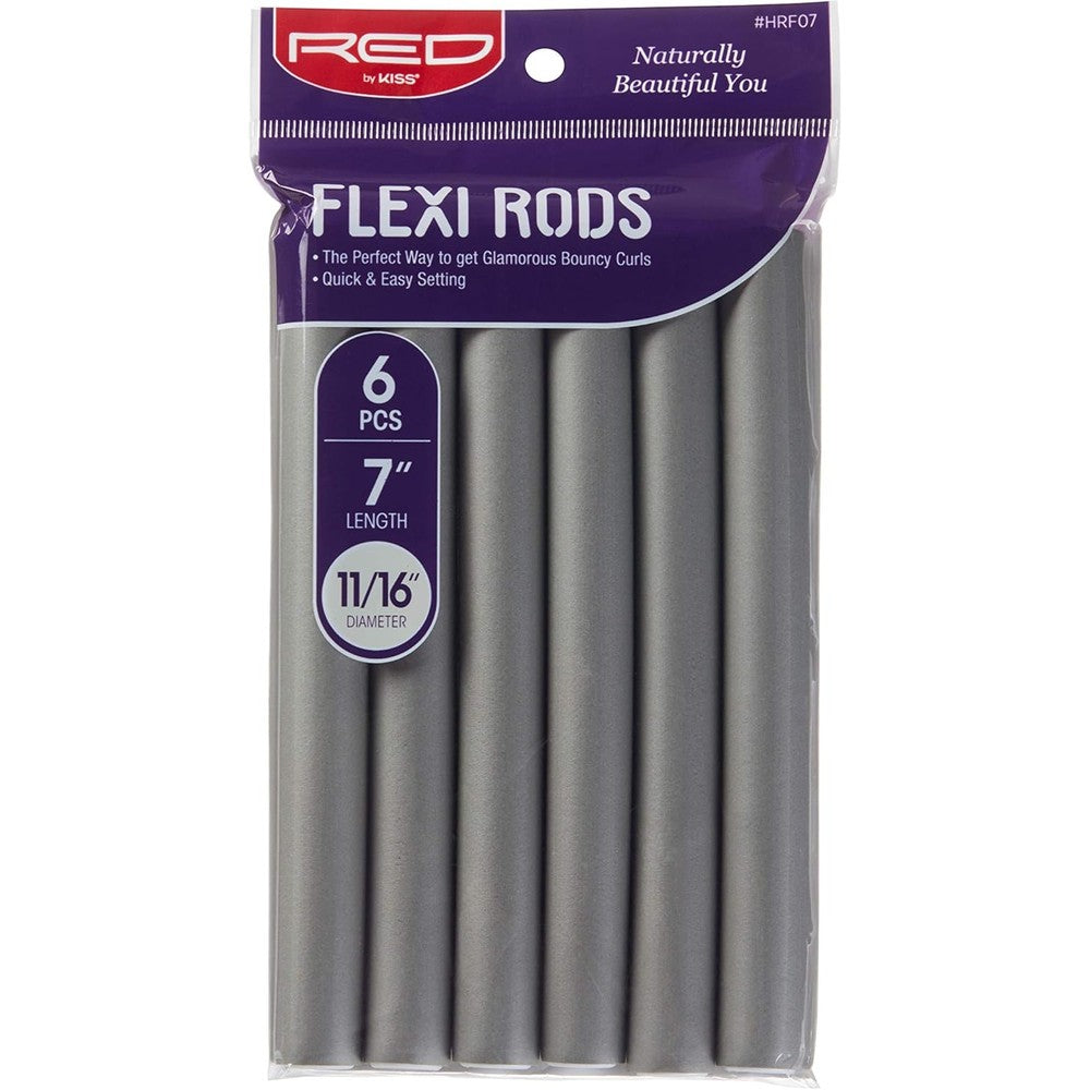 Red by Kiss Flexi Rods heatless hair curler packaging front view showing grey foam rollers