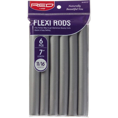 Red by Kiss Flexi Rods heatless hair curler packaging front view showing grey foam rollers