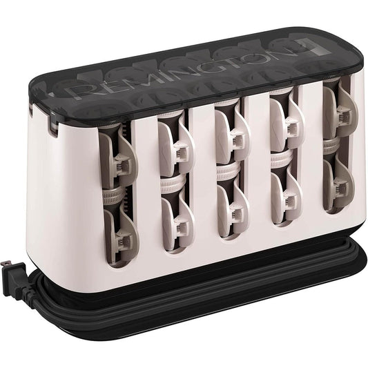 Remington Shine Therapy hot rollers set front view with ceramic rollers and heated clips