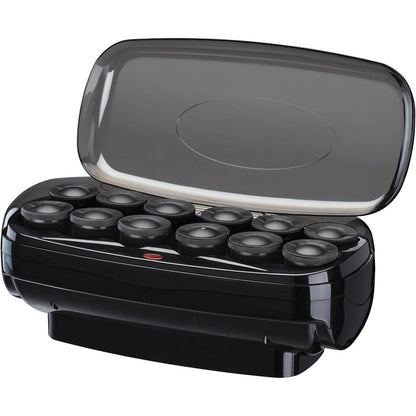 Conair hot rollers premium heated hair setter front view with black base and clear lid