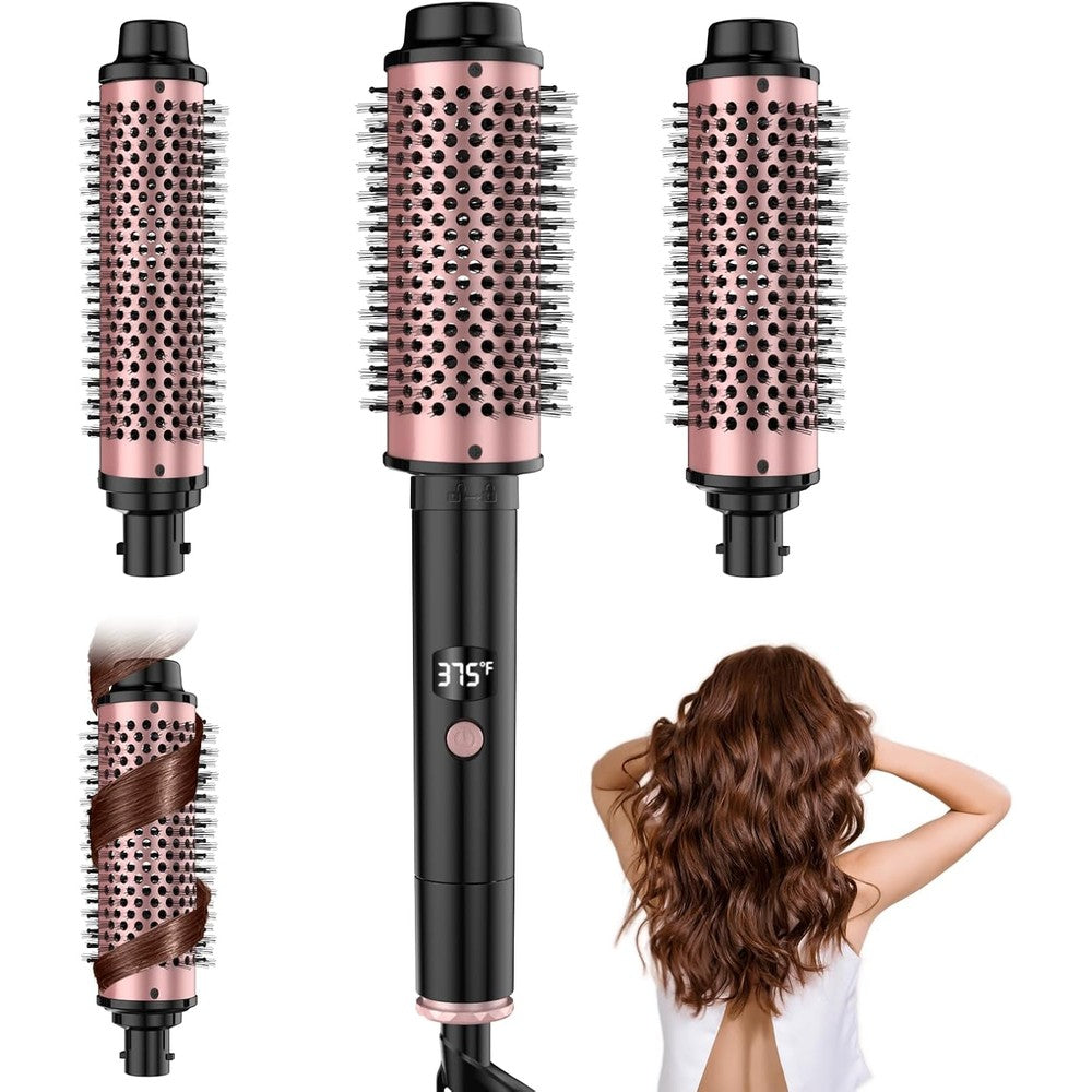 Elite thermal brush front view showcasing the black handle and LCD temperature display screen.