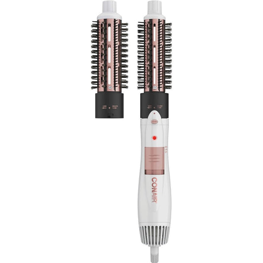 Conair Double Ceramic Two In One Hot Air Brush front view featuring interchangeable thermal styling barrels.
