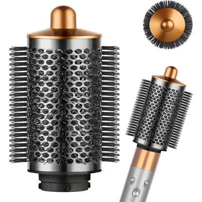 YTCHYYSK Large Round Volumizing Brush attachment front view showcasing the nickel and copper finish.