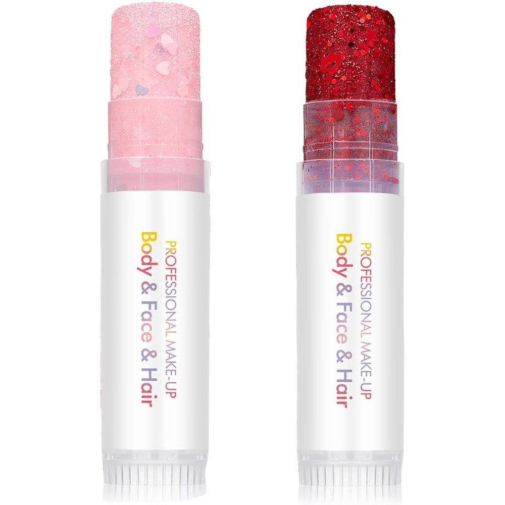 SYPAFG Valentine's Day Body Glitter Stick front view showing red and pink cosmetic sparkle sticks.