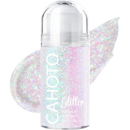 Cahoto Pastel Rolling Glitter front view of the compact roll on bottle showing holographic shimmer gel.