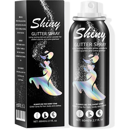 Ragkun body glitter spray front view bottle showing silver shimmer packaging
