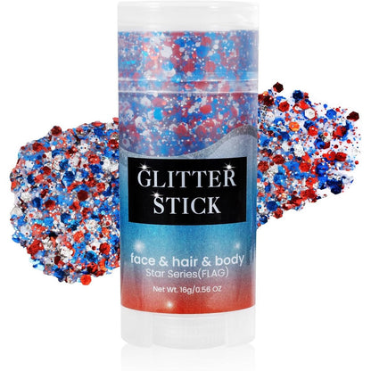 Mysense Patriotic USA Flag glitter stick front view showing red white and blue packaging