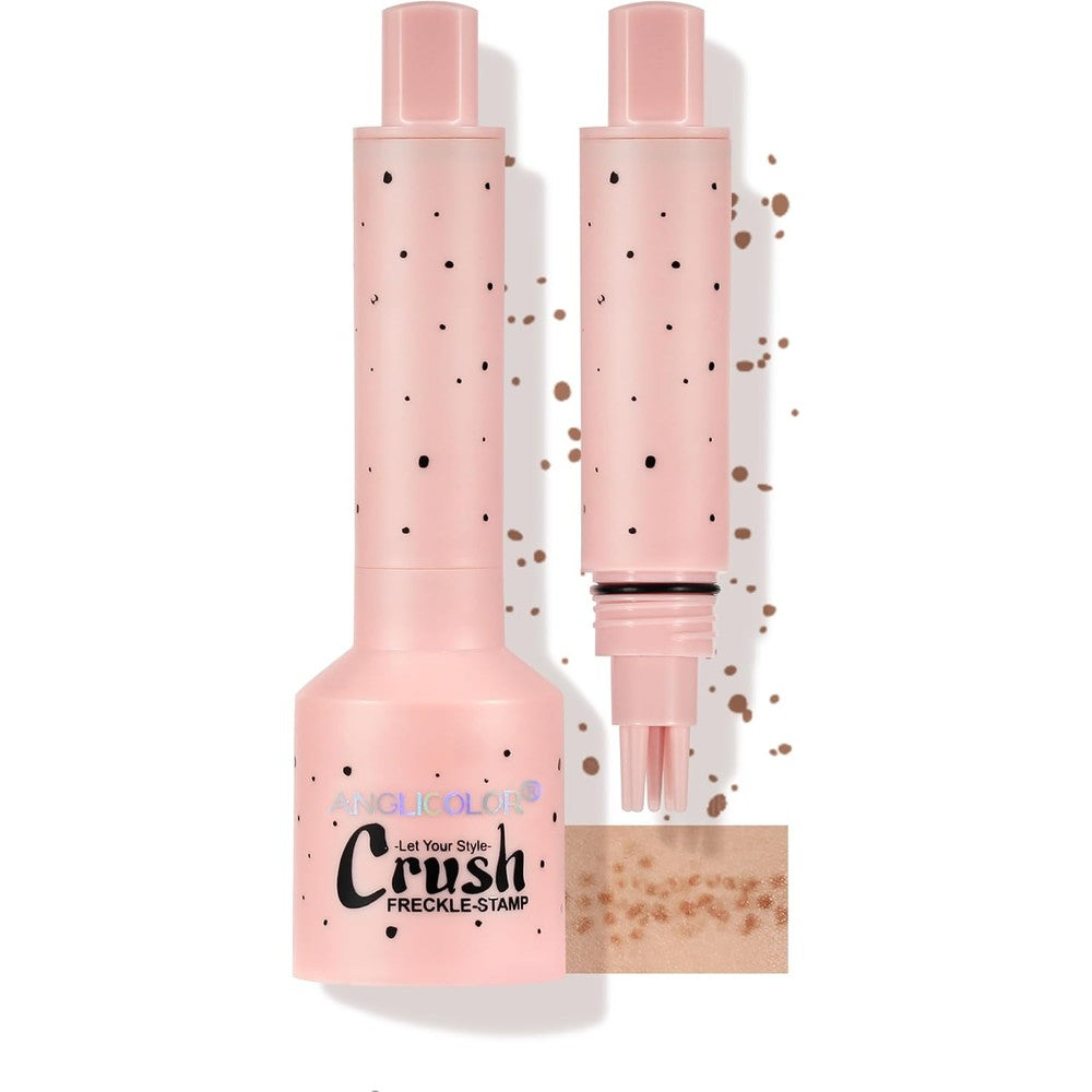 Anglicolor Faux Freckle Pen and Stamp dual-ended makeup tool front view in pink packaging.