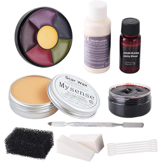 Mysense Liquid Latex Scar Wax SFX Makeup Kit front view showing complete package contents