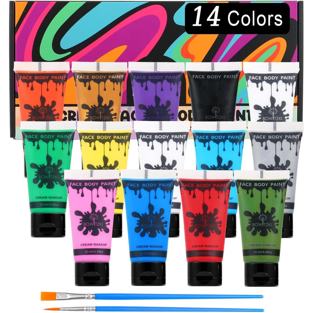 Bowitzki 14 colors face body paint set front view packaging