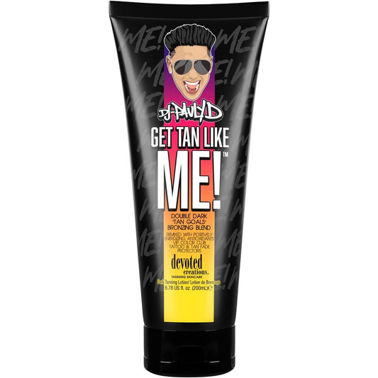 Devoted Creations DJ Pauly D Get Tan Like Me bottle front view